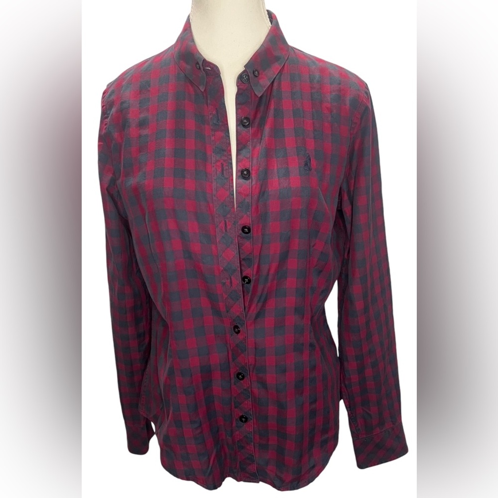 Thomas Pink Red and Black Checkered Button Down Shirt